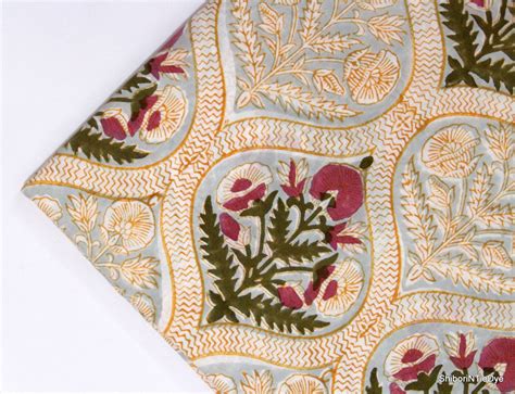 Buy Flower Fabric Block Print Fabric Indian Voile Cotton Fabric Online