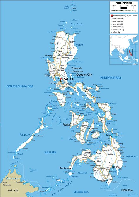 Large Size Road Map Of The Philippines Worldometer