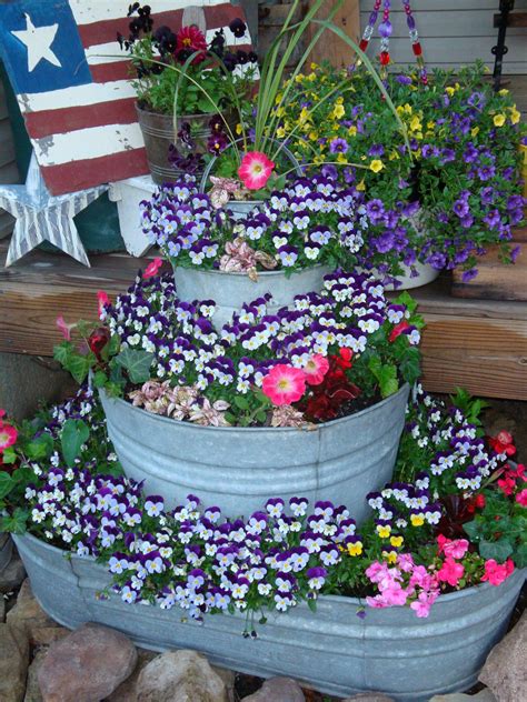 Galvanized Tubs Made Into Flower Pots Flowers