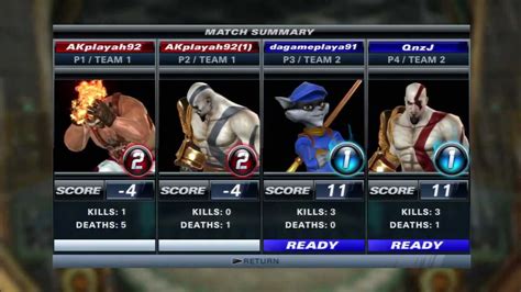 Playstation All Stars Sly Cooper And Kratos Vs Sweet Tooth And Kratos