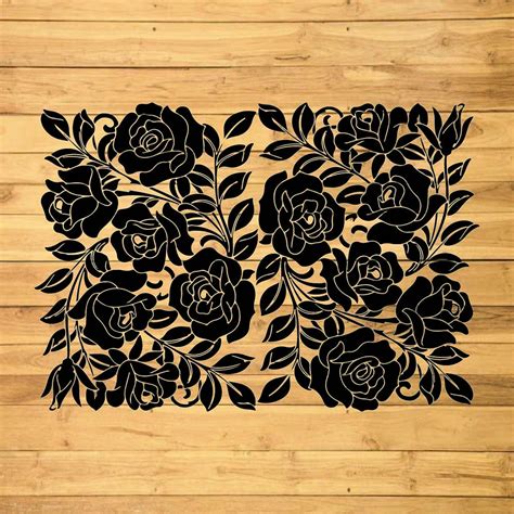 Rose Pattern Tooled Leather Svg Western Tooled Leather Svg Etsy
