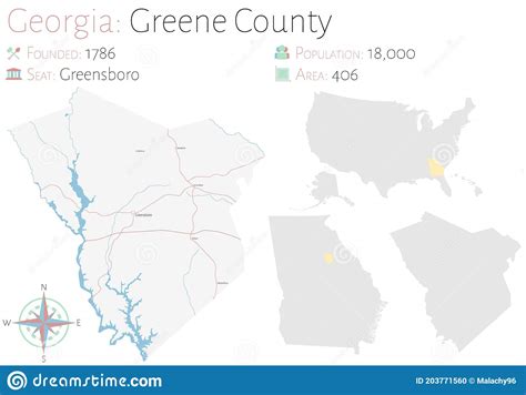 Map Of Greene County In Georgia Stock Vector Illustration Of County