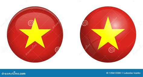 Vietnam Flag Under 3d Dome Button And On Glossy Sphere Ball Stock