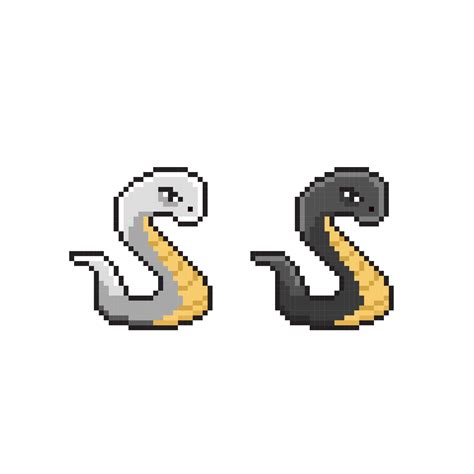 Snake With Different Color In Pixel Art Style Vector Art At