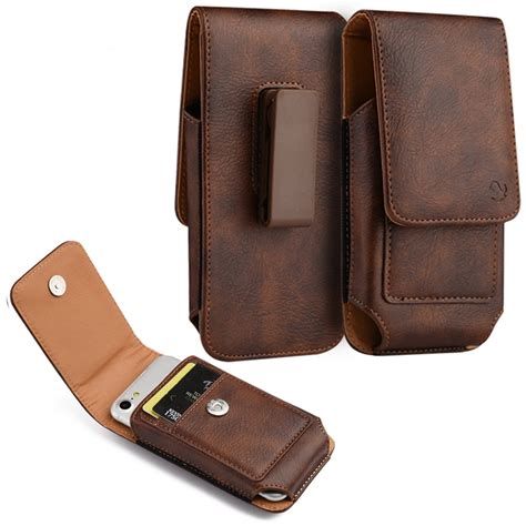 65 Inch Vertical Brown Pu Leather Universal Cell Phone Holster Pouch