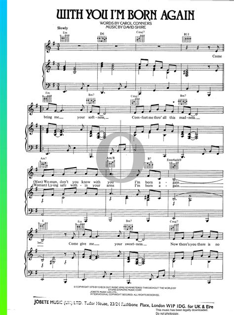 With You Im Born Again Sheet Music From Fast Break By David Shire