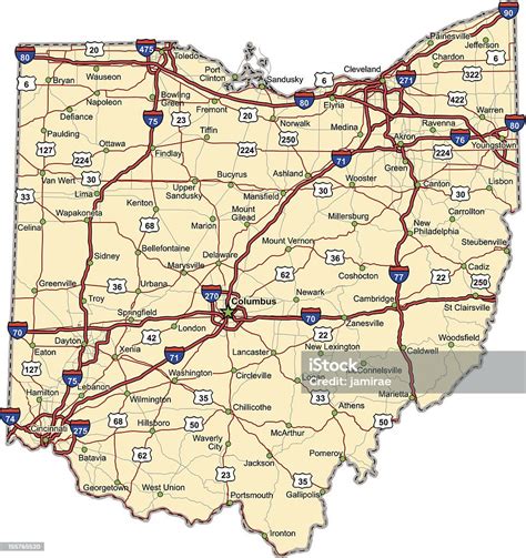 Ohio Highway Map Stock Illustration Download Image Now Ohio Map