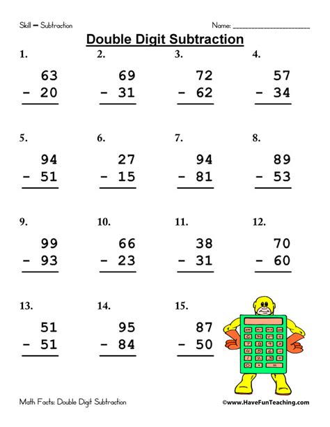 2 digit subtraction 2 digit subtraction with regrouping. Math Subtraction Worksheets Resources