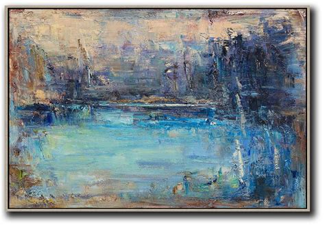 Hand Painted Horizontal Abstract Landscape Oil Painting On