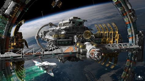 Futuristic Space Station Wallpaper