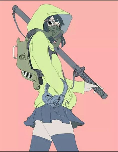 Anime Gas Mask And Girl Imageの画像 Anime Gas Mask Cyberpunk Art Anime