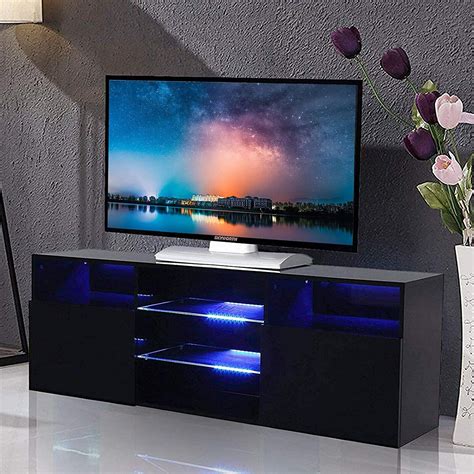 New 52 In High Gloss Led Tv Stand Black S3035 Uncle Wieners Wholesale