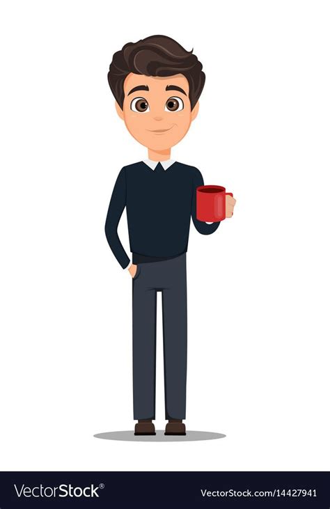Business Man Cartoon Character Young Handsome Vector Image Kids