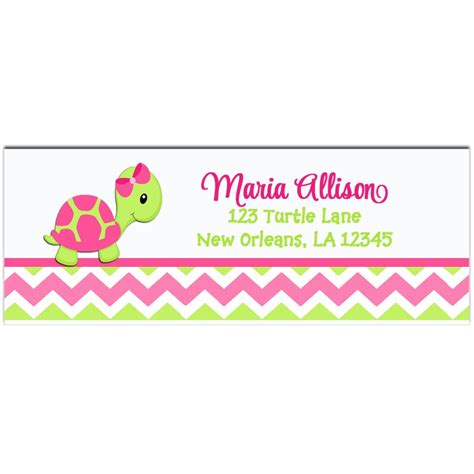 Girl Turtle Return Address Labels By That Party Chick