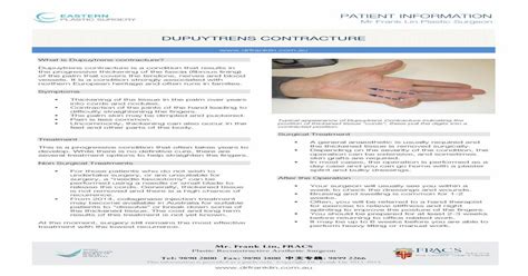 Dupuytrens Contracture Eastern Plastic Surgery · Pdf File Dupuytrens
