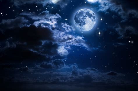 Download 2560x1700 Moon Clouds Stars Night Wallpapers