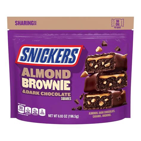 Snickers Dark Chocolate Almond Brownie Fun Size Candy Bars 10 Piece