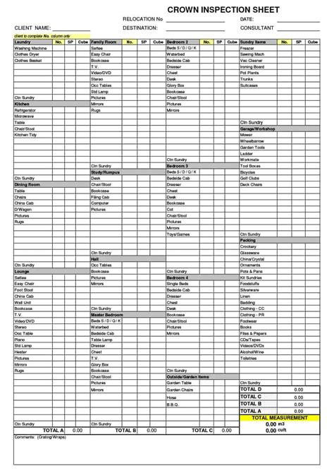 45 Printable Inventory List S Home Office Moving — Db
