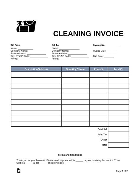 Free House Cleaning Receipt Template Printable Templates