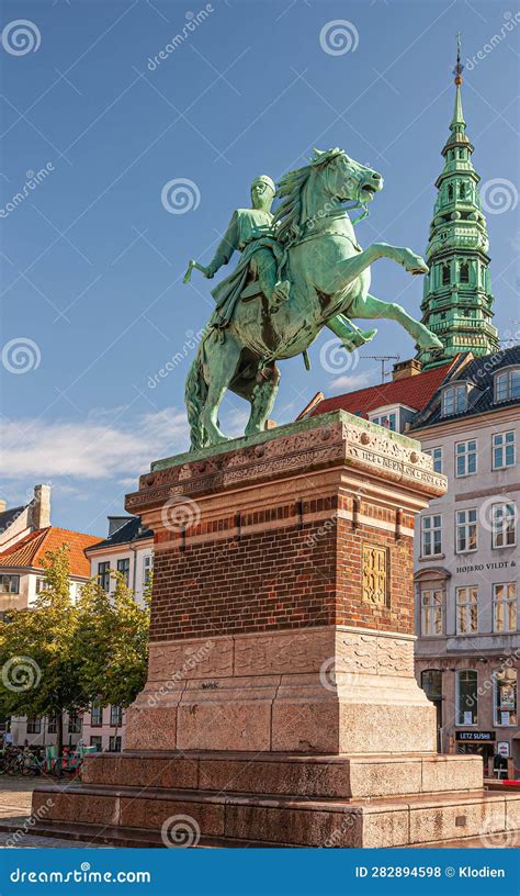 Equestrian Statue Of Absalon Closeup Copenhagen Denmark Stock Photo