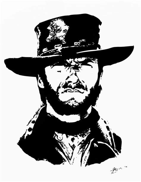 Black And White Vector Of Clint Eastwood In Photo Shop Clint Eastwood