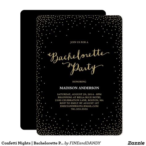Confetti Nights Bachelorette Party Invitation Modern Bachelorette Party Glitter Bachelorette