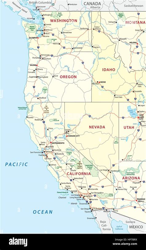 West Coast Usa Map Hi Res Stock Photography And Images Alamy