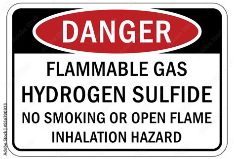 Fire Hazard Flammable Gas Sign And Labels Hydrogen Sulfide No Smoking