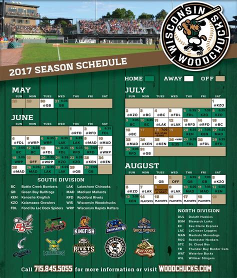 Host country can decide to add or take off any sport which they have or don't have the benefits, paying these referees.for some reasons. Game Schedule - Wisconsin Woodchucks : Wisconsin Woodchucks