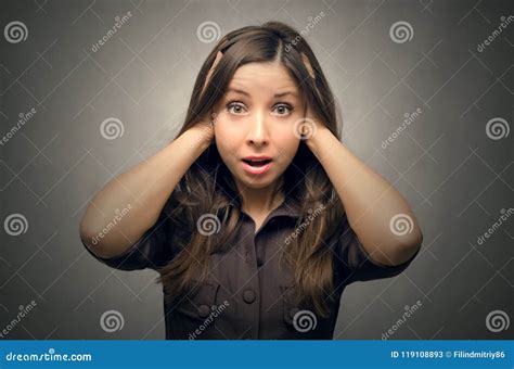 Girl Cover Her Ears By Her Hands Stock Image Image Of Holds Concept 119108893