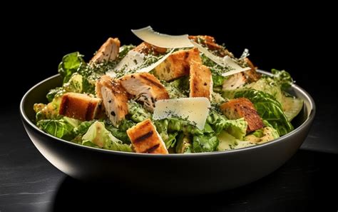 Premium Photo Chicken Caesar Salad With Croutons Generative Ai
