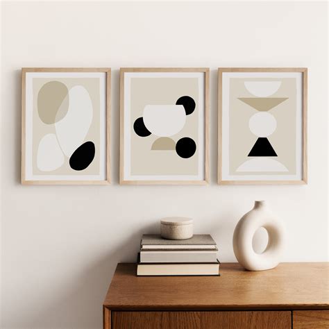 Neutral Wall Art Set Of 3 Prints Printable Abstract Painting Etsy