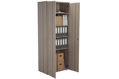 Grey Oak Office Cupboard Lockable Doors 6 Heights Kestral