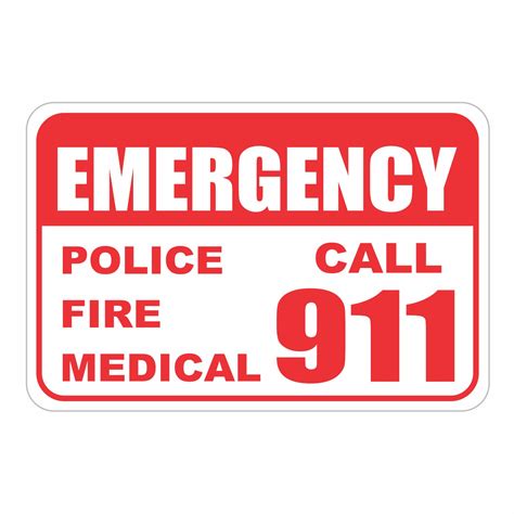 Emergency Call 911 Aluminum Sign Heavy Gauge No Rust 18