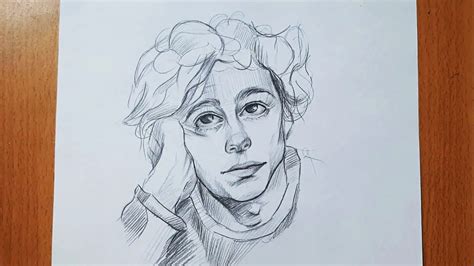 Draw And Sketch A Boy With Curly Hair With A Pencil Youtube
