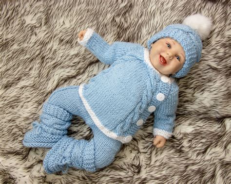 Baby Boy Home Coming Outfit Hand Knit Layette Knitted Baby Etsy