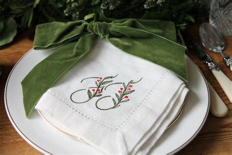 Winterberry Napkins Monogram The Embroidered Napkin Co