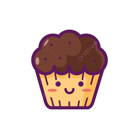 Kawaii Cupcake Vector Art Png Illustration Of Cute Cupcake Icon