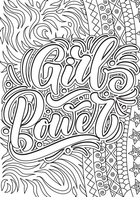 Grils power. motivational quotes coloring pages design. Woman words