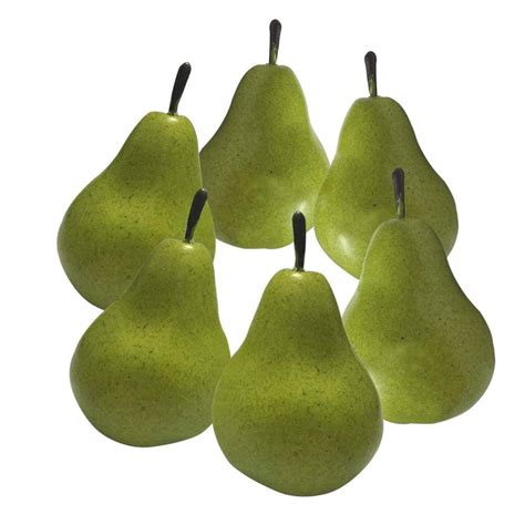 Gogosir 6pcs Fake Pear Artificial Fruits Vivid Green Pear For Home