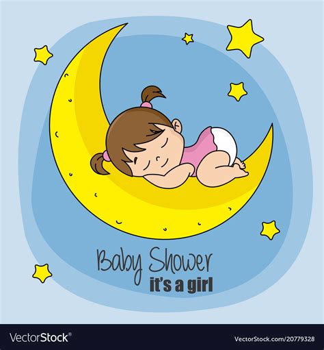 Baby Girl Sleeping On Top Of The Moon Royalty Free Vector