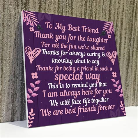Best Friend Plaque Special Friendship T Best Friend Birthday Card