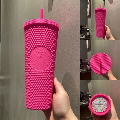 2022 2021 Starbucks Double Barbie Pink Durian Laser Straw Cup Tumblers