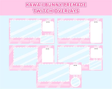 Pink Bunny Twitch Stream Overlay Package Cute Kawaii Bun Rabbit Gamer