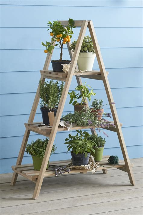 Next Wooden Ladder Planter Natural Wooden Ladder Ladder Planter