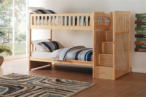 Explore the many possibilities today. Homelegance Bartly Twin over Twin Bunk Bed with Step Storage - Natural Pine B2043SB-1 at ...