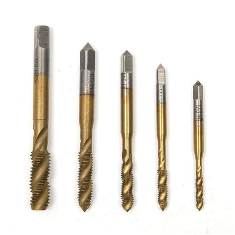 5pclot Titanium Coated Metric Hss Spiral Fluted Machine Screw Tap M3