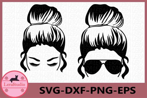 Messy Bun Svg Girl With Lashes Svg Mom Life Svg 703831 Cut Files