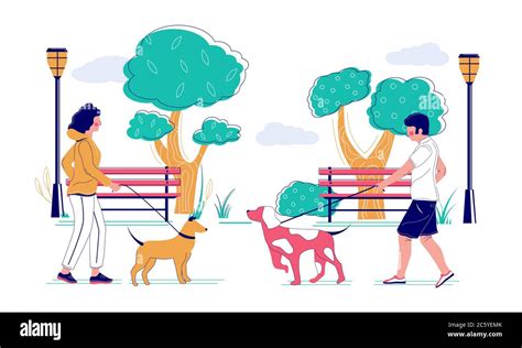 Couple And Dog Walking Cut Out Stock Images And Pictures Alamy