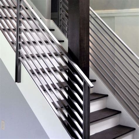 Black And Stainless Steel Railings Modern Metal Stair